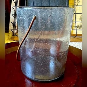 bubble glass lantern with copper handle